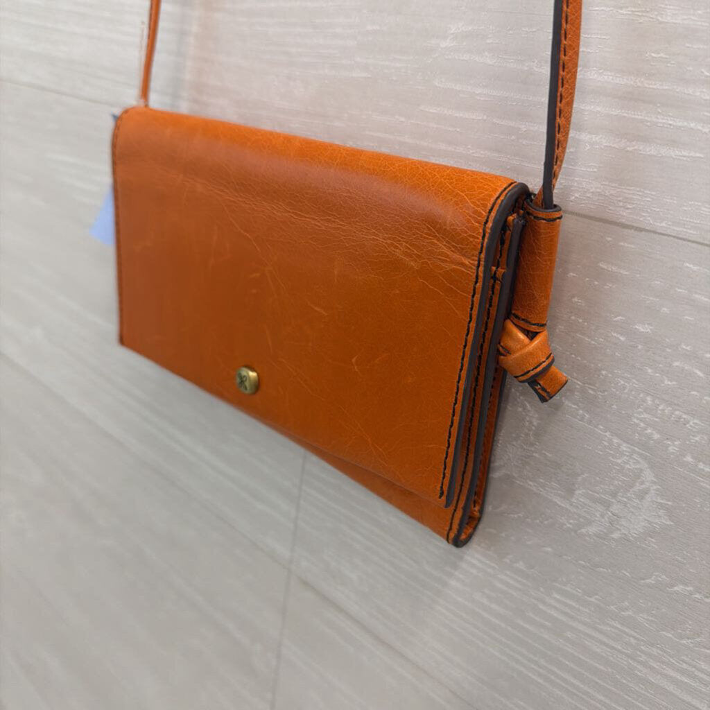 Hobo Orange Leather International Bemuse Compact Crossbody Purse