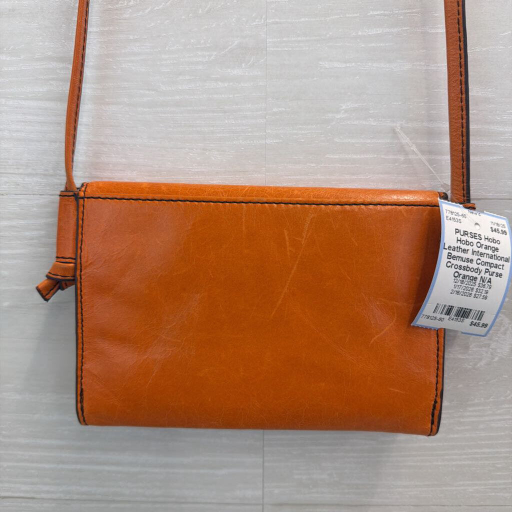 Hobo Orange Leather International Bemuse Compact Crossbody Purse