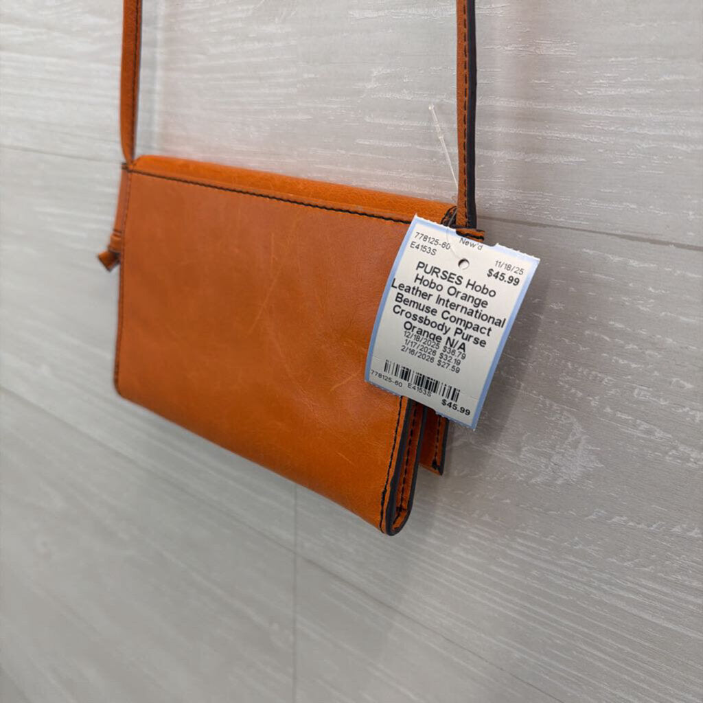 Hobo Orange Leather International Bemuse Compact Crossbody Purse