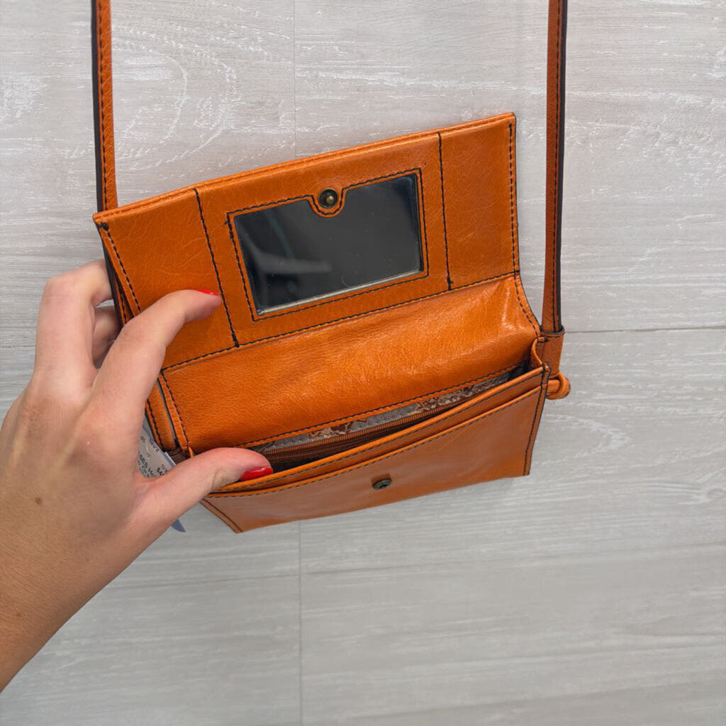 Hobo Orange Leather International Bemuse Compact Crossbody Purse