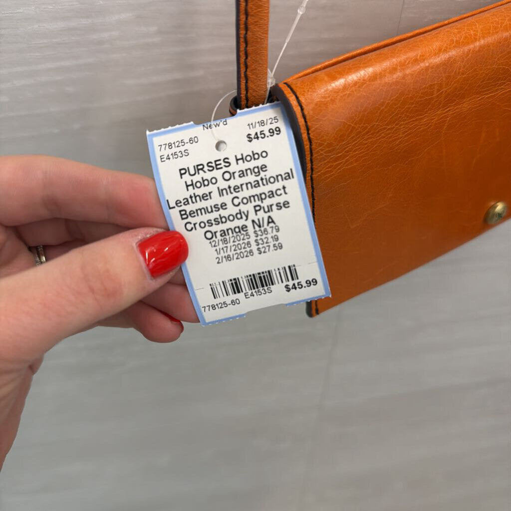 Hobo Orange Leather International Bemuse Compact Crossbody Purse