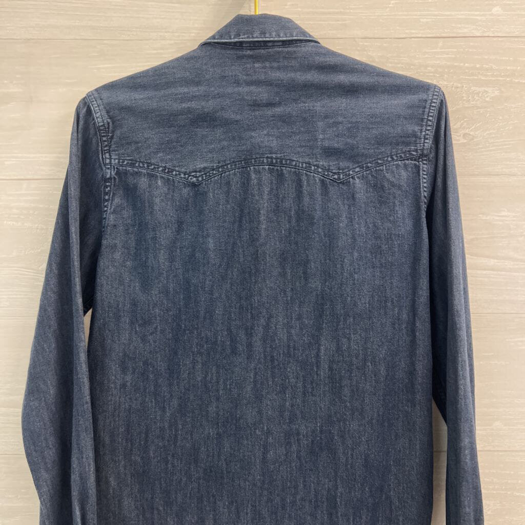 Levis Dark Wash Chambray Long Sleeve Snap Front Top Small