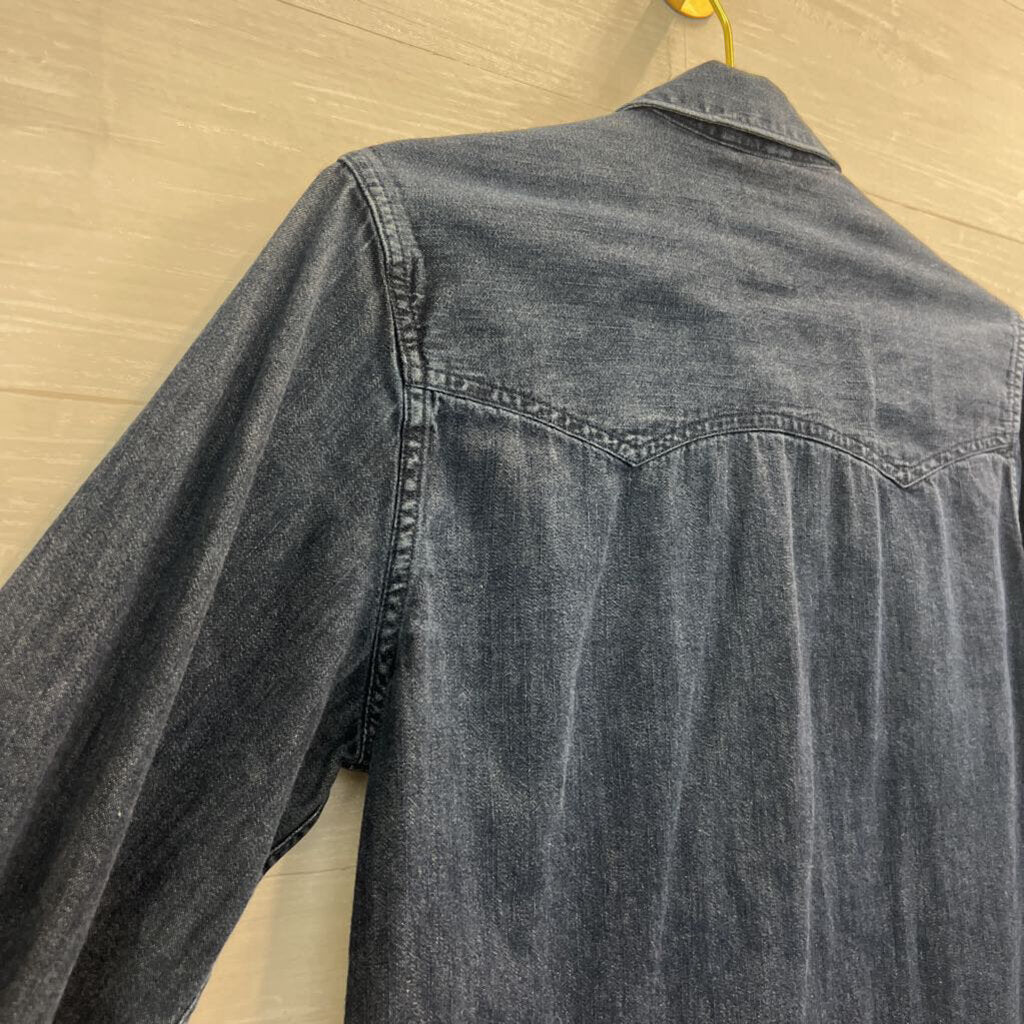 Levis Dark Wash Chambray Long Sleeve Snap Front Top Small
