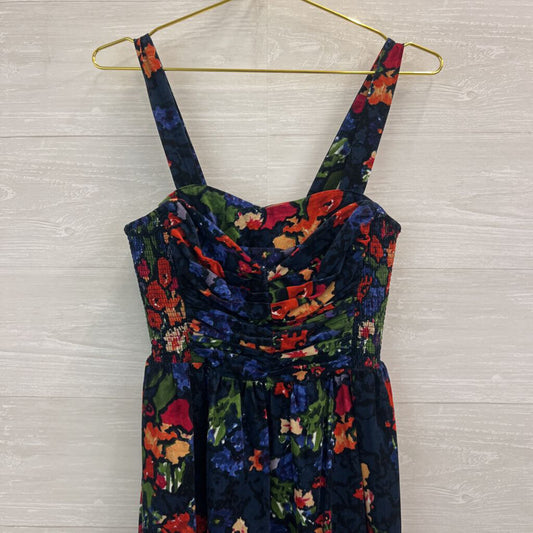 HD Paris Soft Corduroy Blue/ Multi Print Mini Dress 6