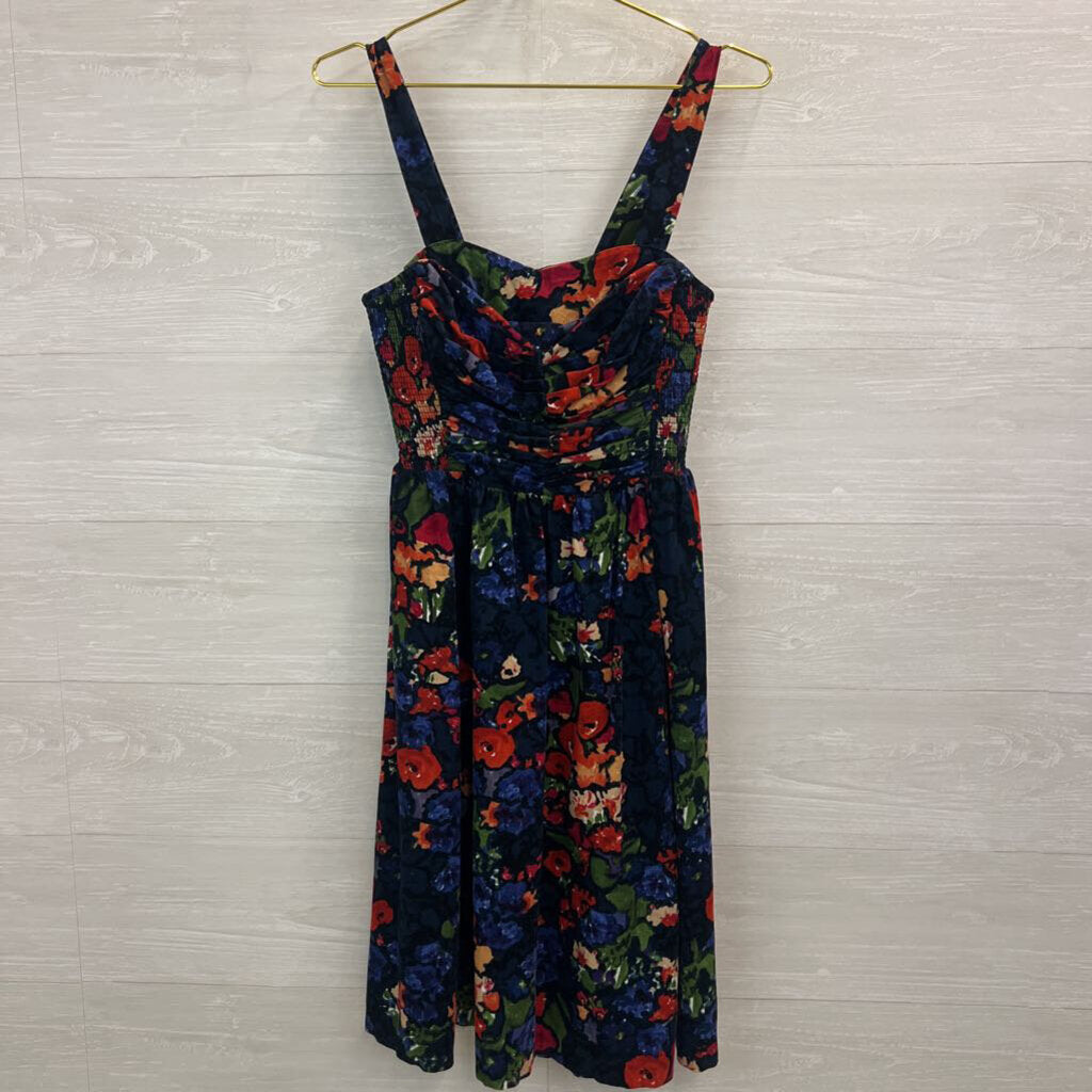 HD Paris Soft Corduroy Blue/ Multi Print Mini Dress 6