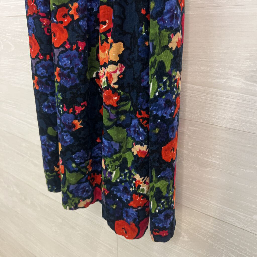 HD Paris Soft Corduroy Blue/ Multi Print Mini Dress 6