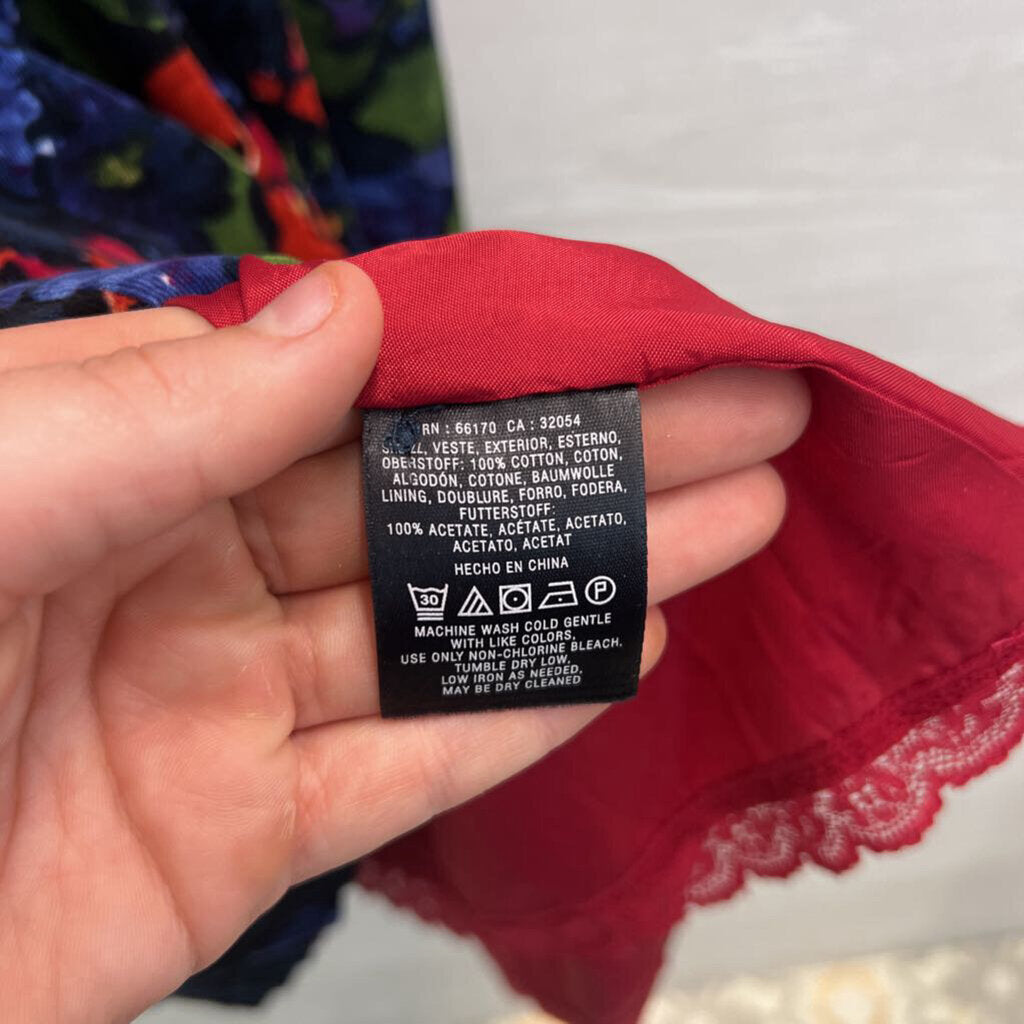 HD Paris Soft Corduroy Blue/ Multi Print Mini Dress 6