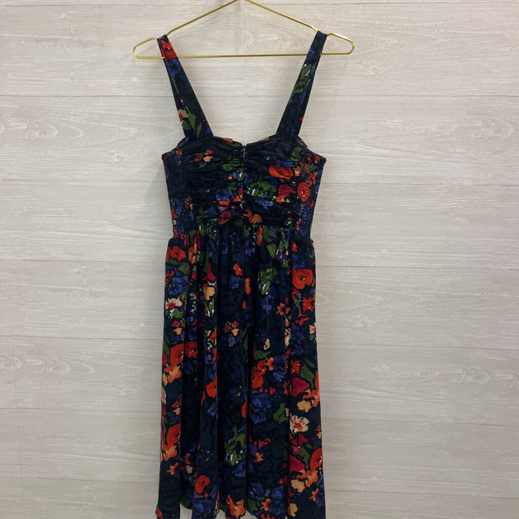 HD Paris Soft Corduroy Blue/ Multi Print Mini Dress 6