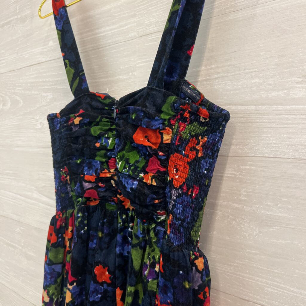 HD Paris Soft Corduroy Blue/ Multi Print Mini Dress 6