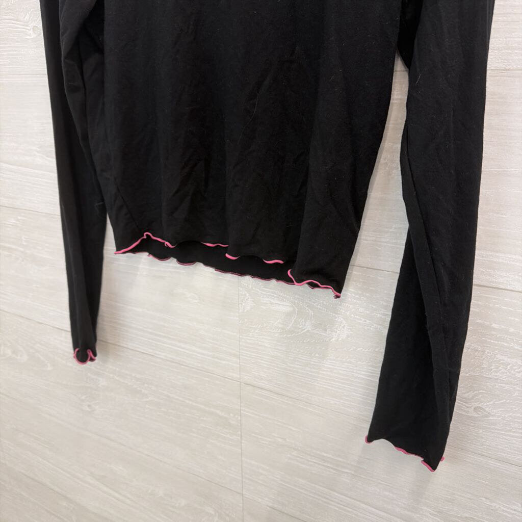 Forever 21 Black/ Pink Long Sleeve Cropped Hello Kitty Top Medium