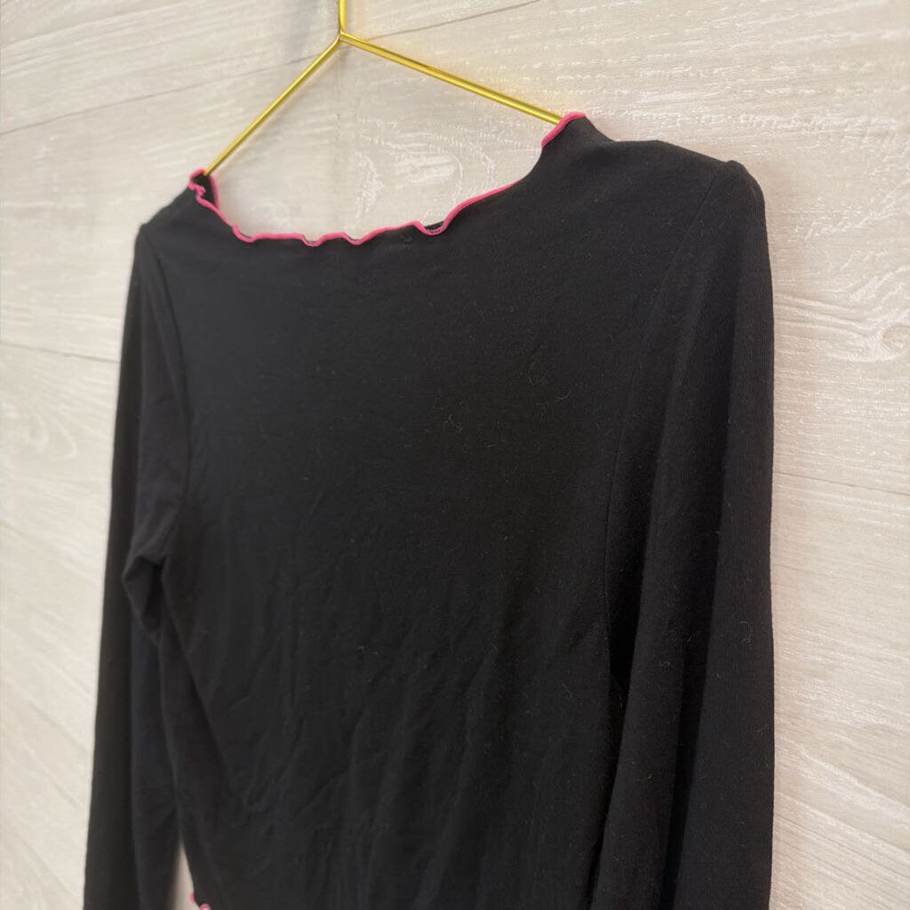 Forever 21 Black/ Pink Long Sleeve Cropped Hello Kitty Top Medium