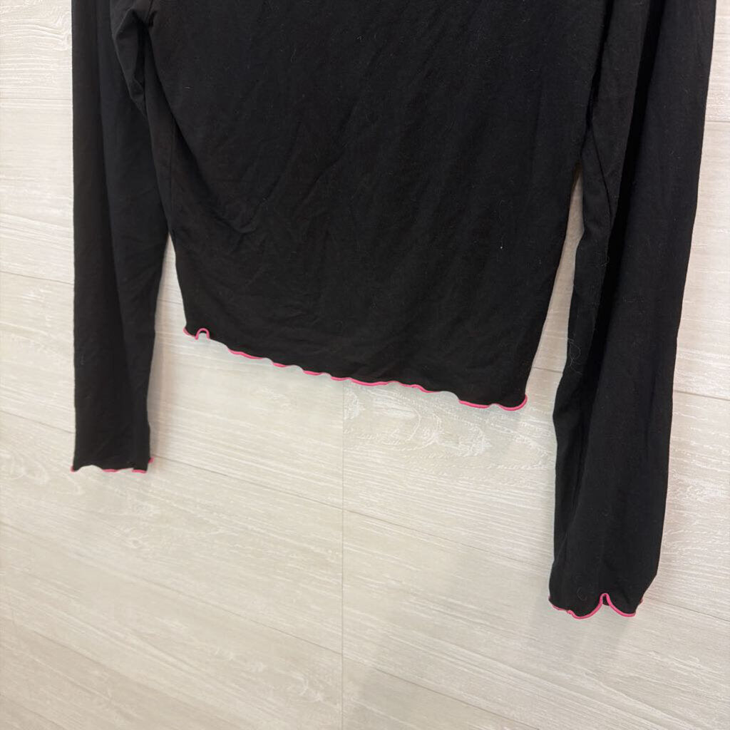 Forever 21 Black/ Pink Long Sleeve Cropped Hello Kitty Top Medium