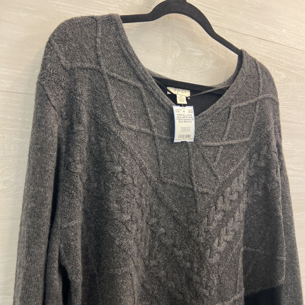 Style and Co Grey V Neck Sweater 3X