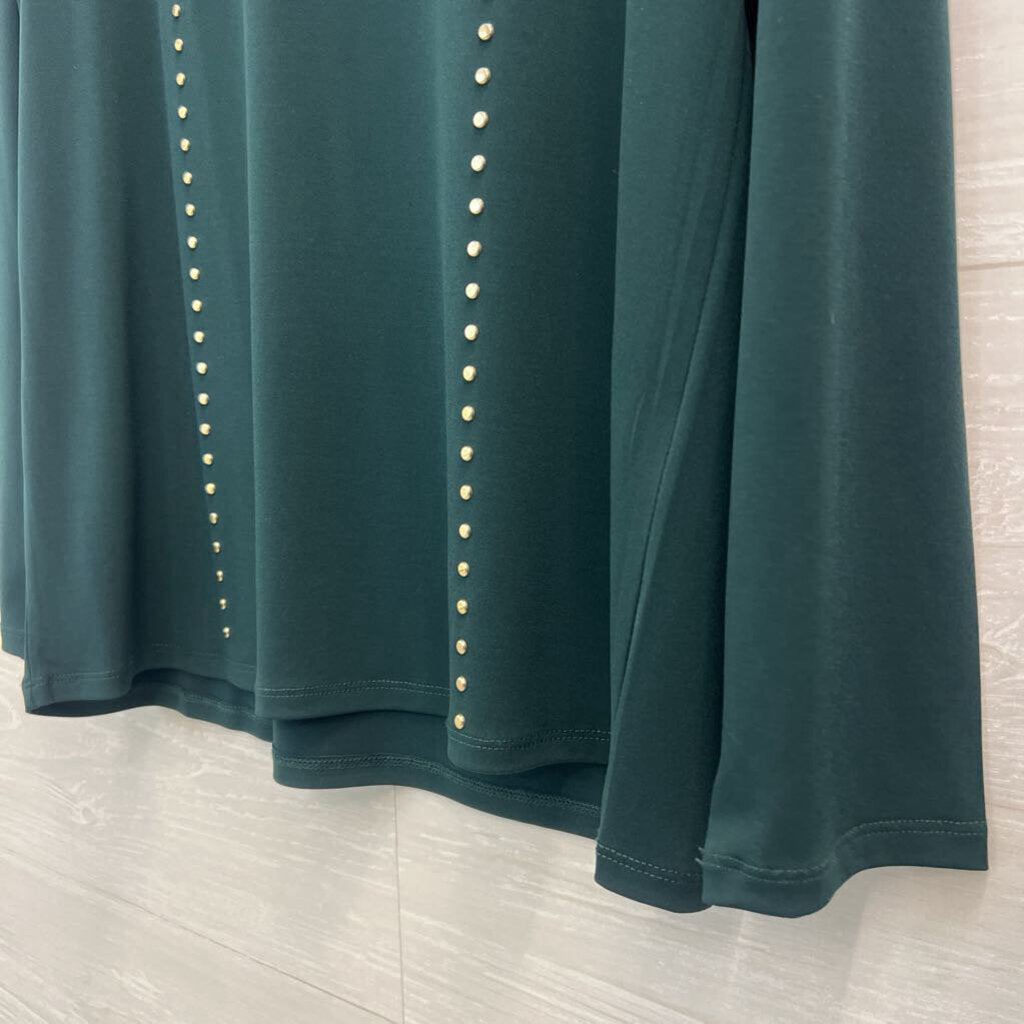 Calvin Klein Green/ Gold Studded Long Sleeve Top Large