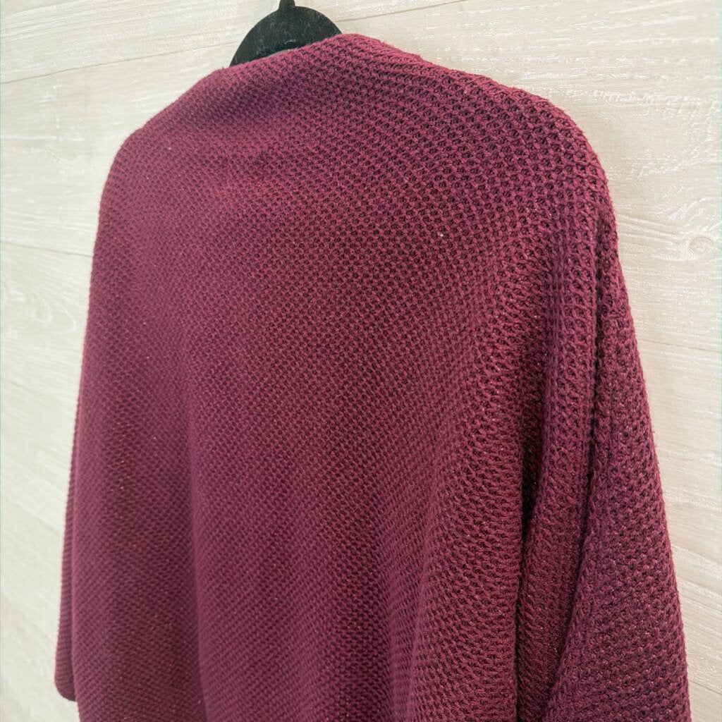 JM Collection Purple Shimmer Brooch Long Sleeve Sweater Medium