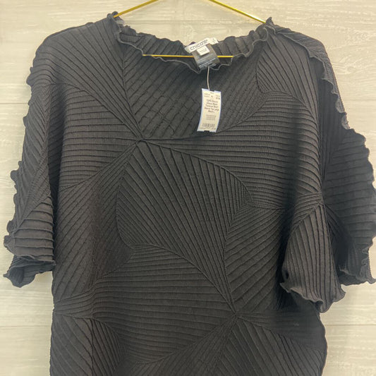 Chicos Black Textured Short Sleeve Top Large