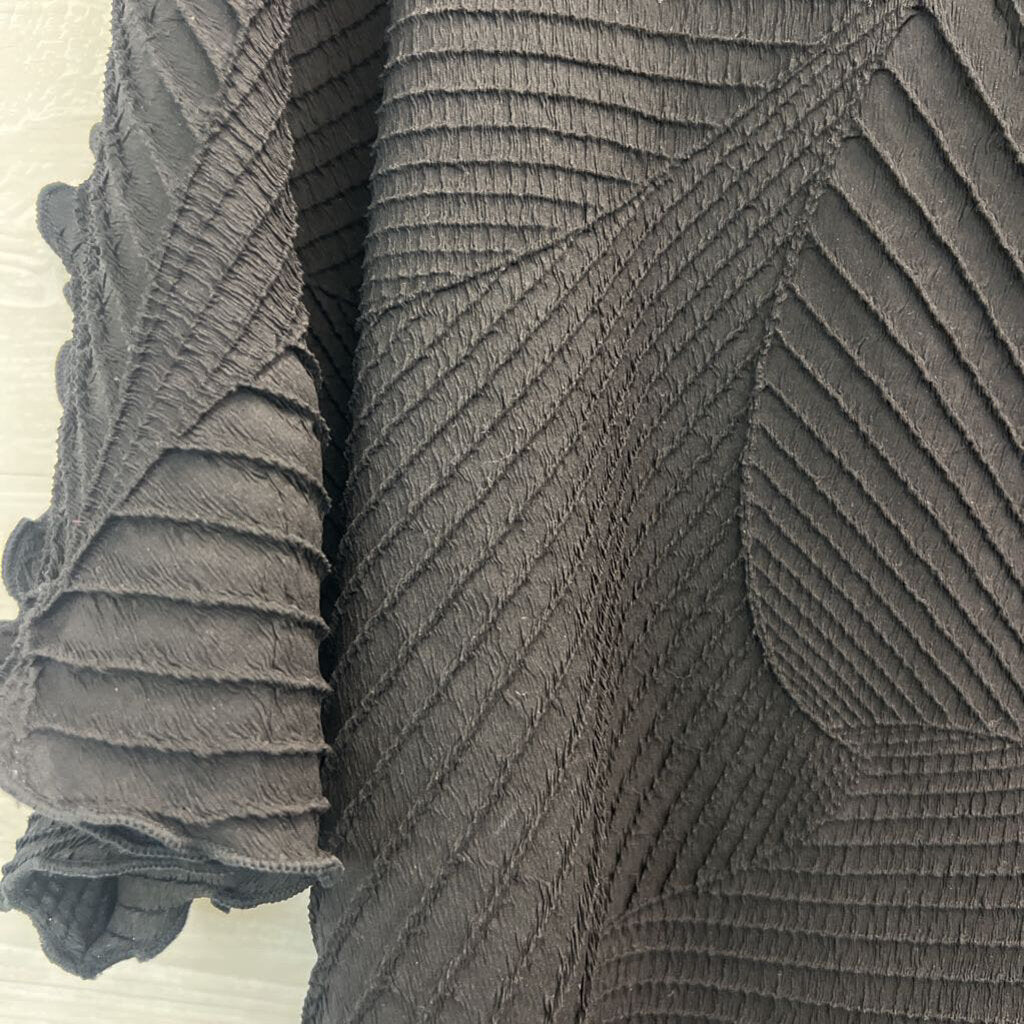 Chicos Black Textured Short Sleeve Top Large