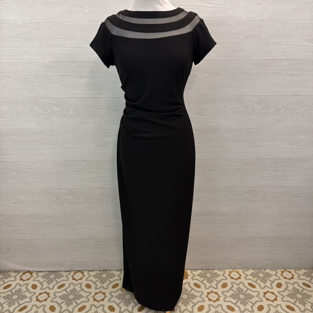 Xscape Black Short Sleeve Long Formal Dress 10