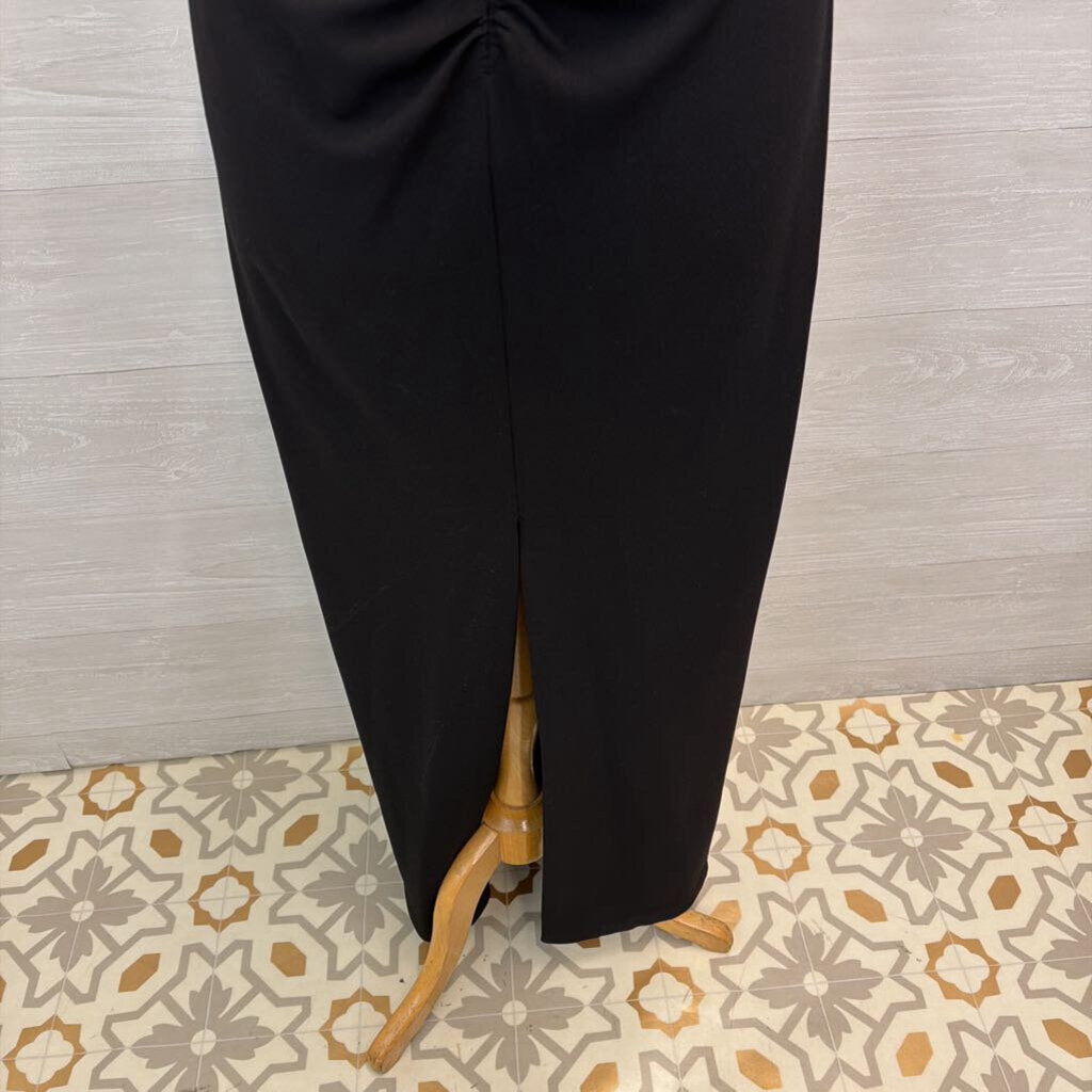 Xscape Black Short Sleeve Long Formal Dress 10