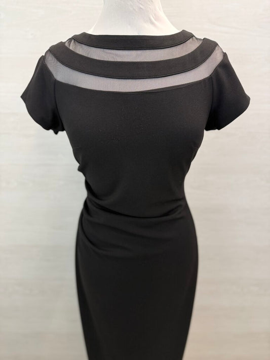 Xscape Black Short Sleeve Long Formal Dress 10