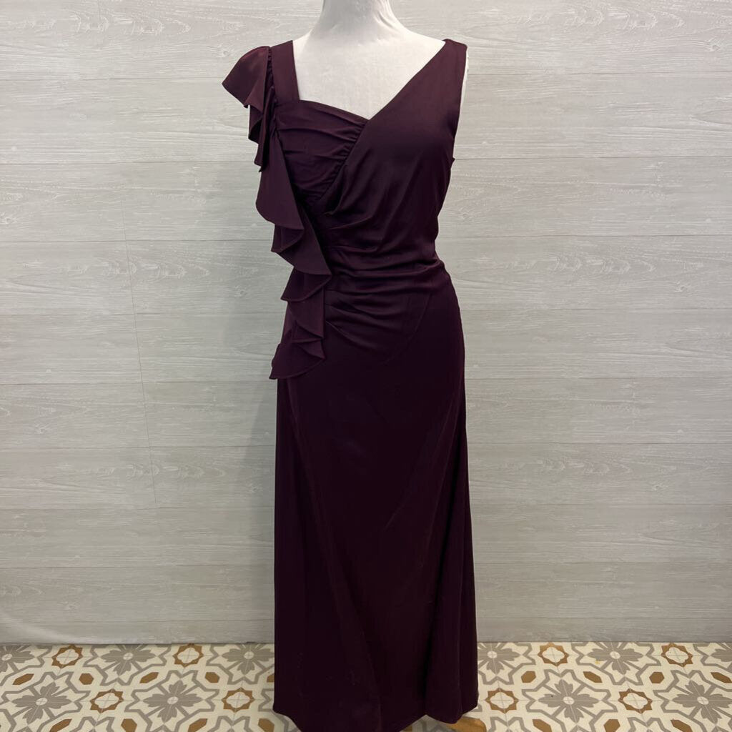 DKNY Purple Ruffle Detail Long Formal Dress 8