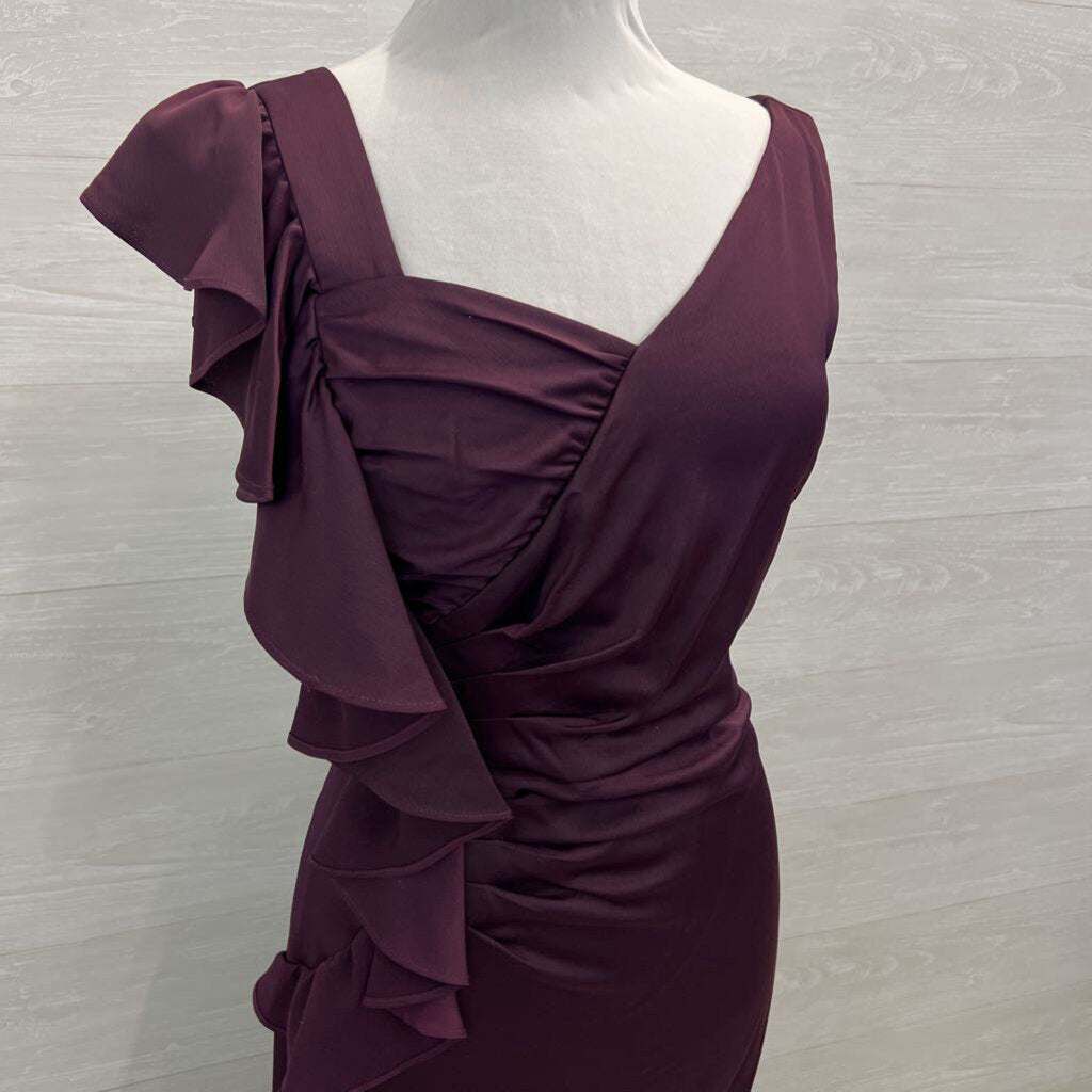DKNY Purple Ruffle Detail Long Formal Dress 8