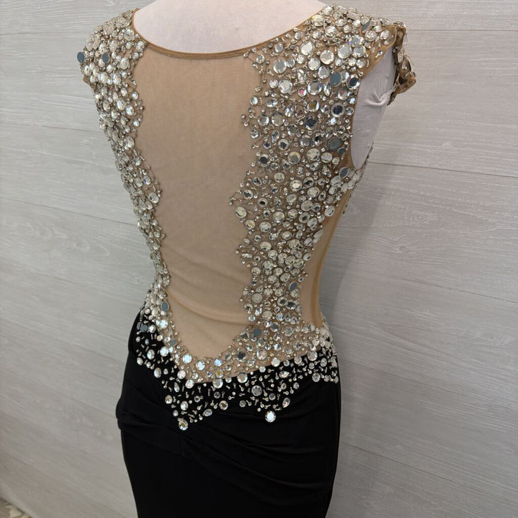 Jovani Black/ Embellished Beaded Top Long Formal Dress 6