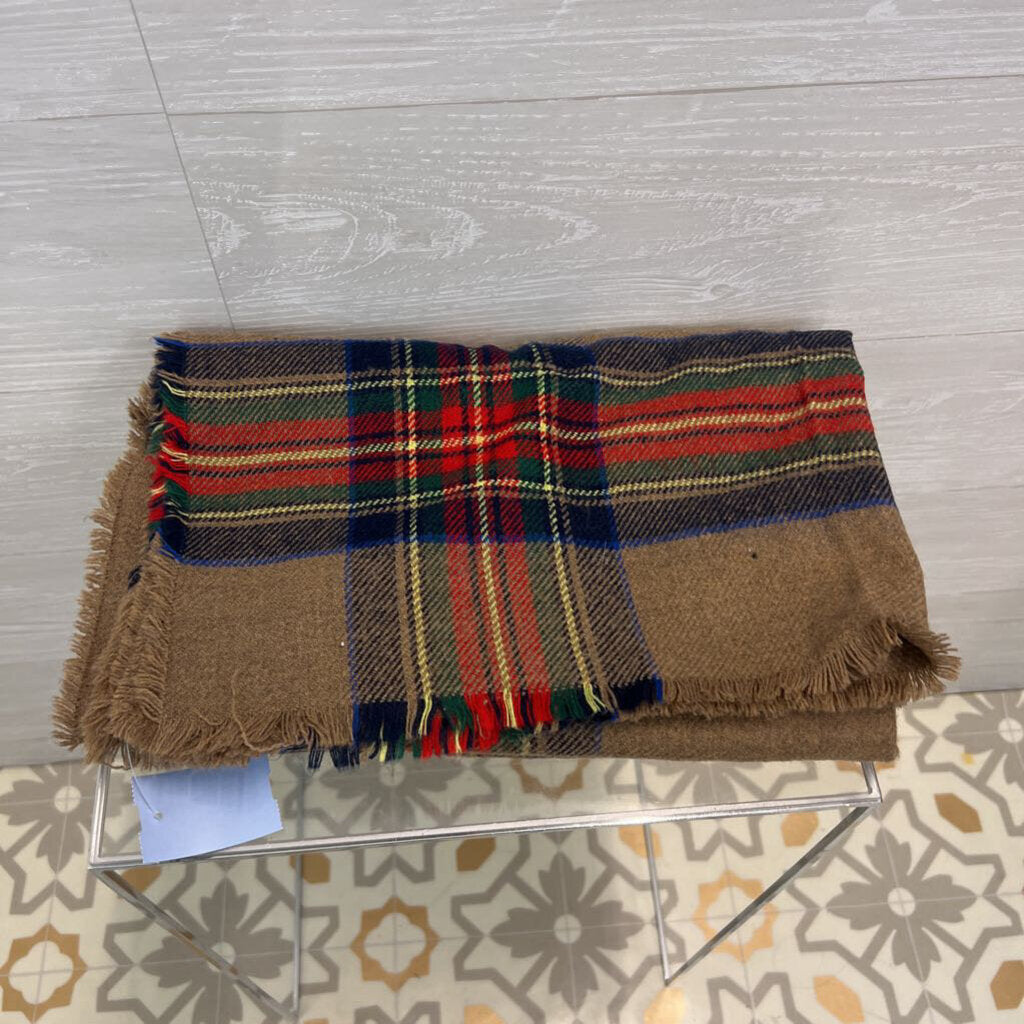 Brown/ Navy/ Red Plaid Soft Scarf