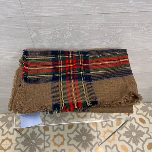 Brown/ Navy/ Red Plaid Soft Scarf