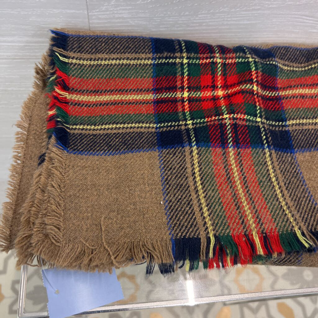 Brown/ Navy/ Red Plaid Soft Scarf