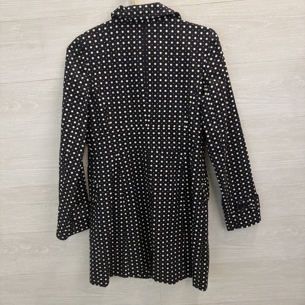 Loft Black/ White Polka Dot Print Long Button Front Jacket 4