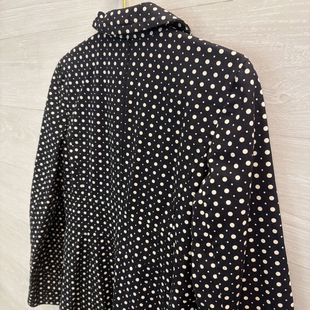 Loft Black/ White Polka Dot Print Long Button Front Jacket 4