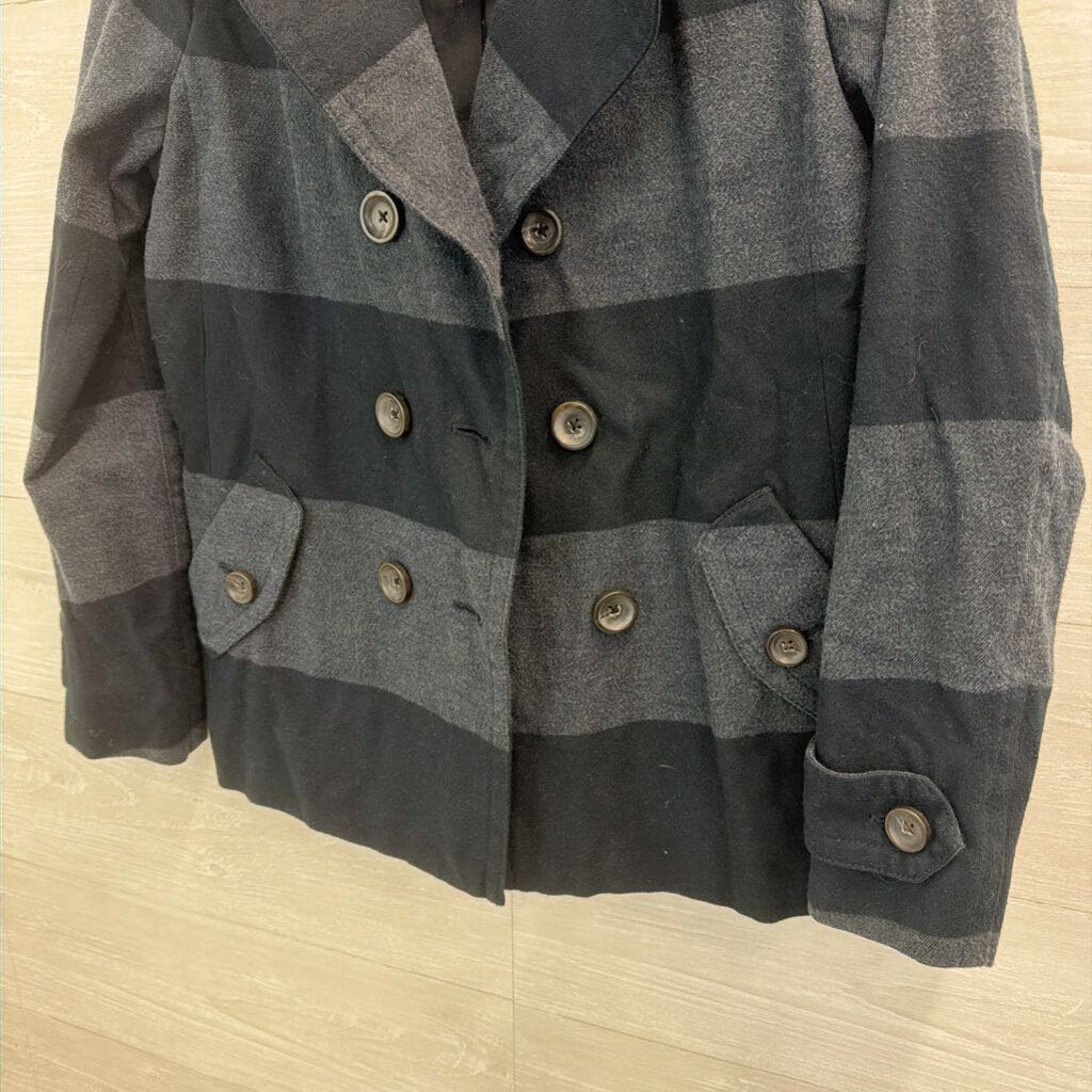 Gap Grey/ Black Striped Double Breasted Jacket Medium