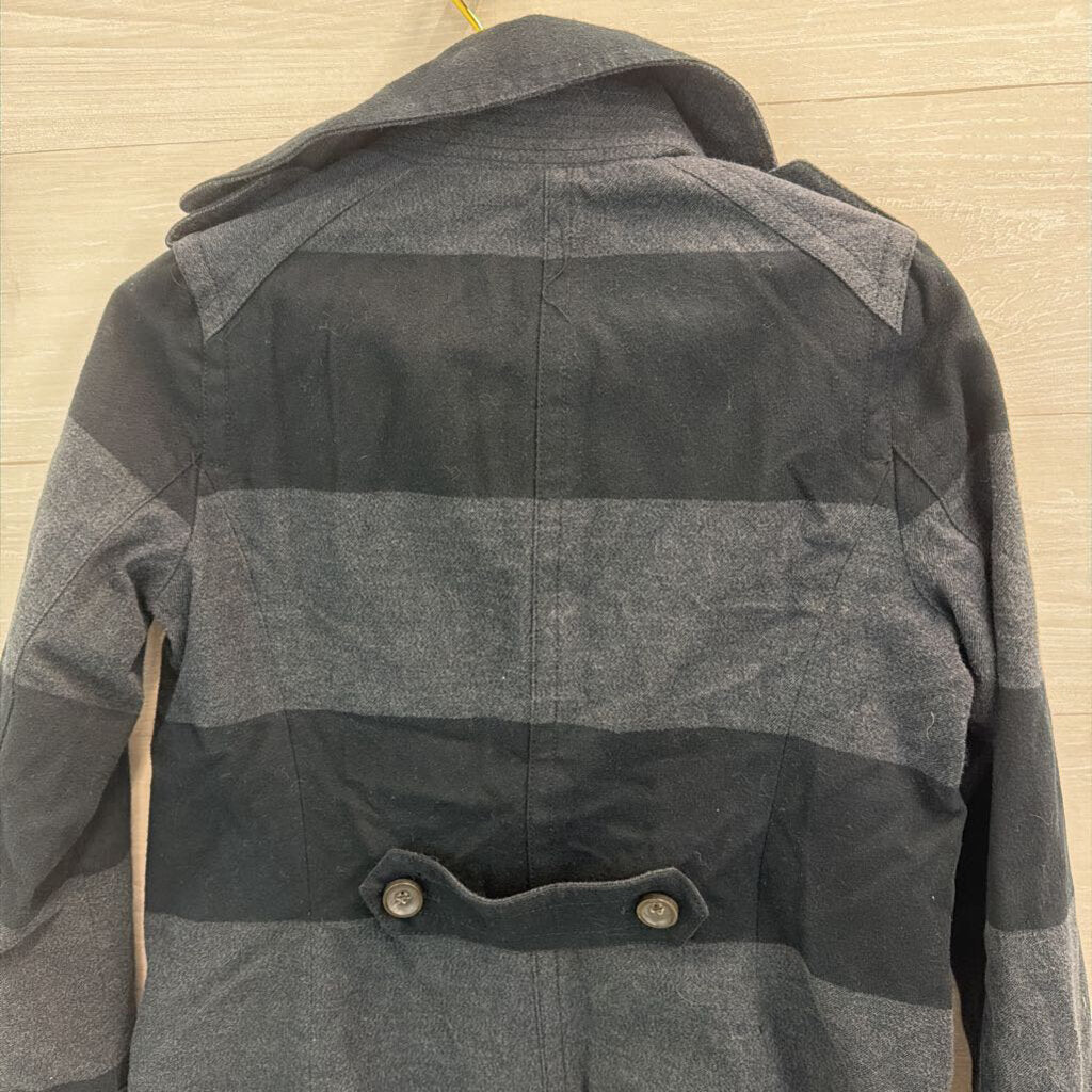 Gap Grey/ Black Striped Double Breasted Jacket Medium