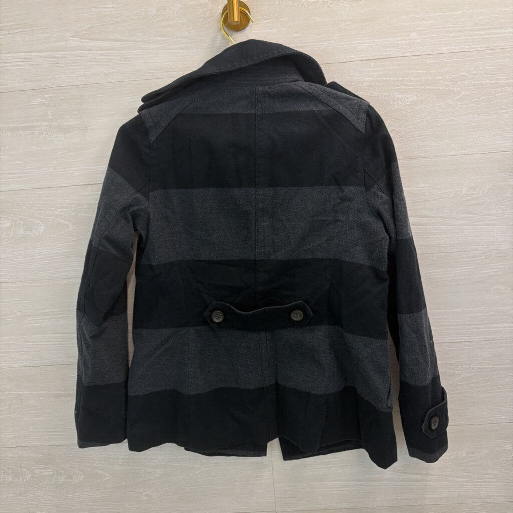 Gap Grey/ Black Striped Double Breasted Jacket Medium