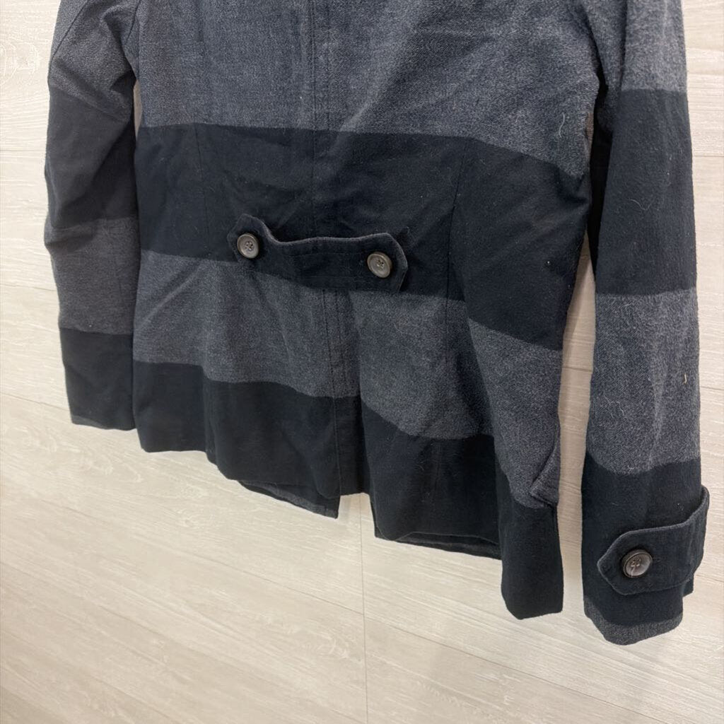 Gap Grey/ Black Striped Double Breasted Jacket Medium