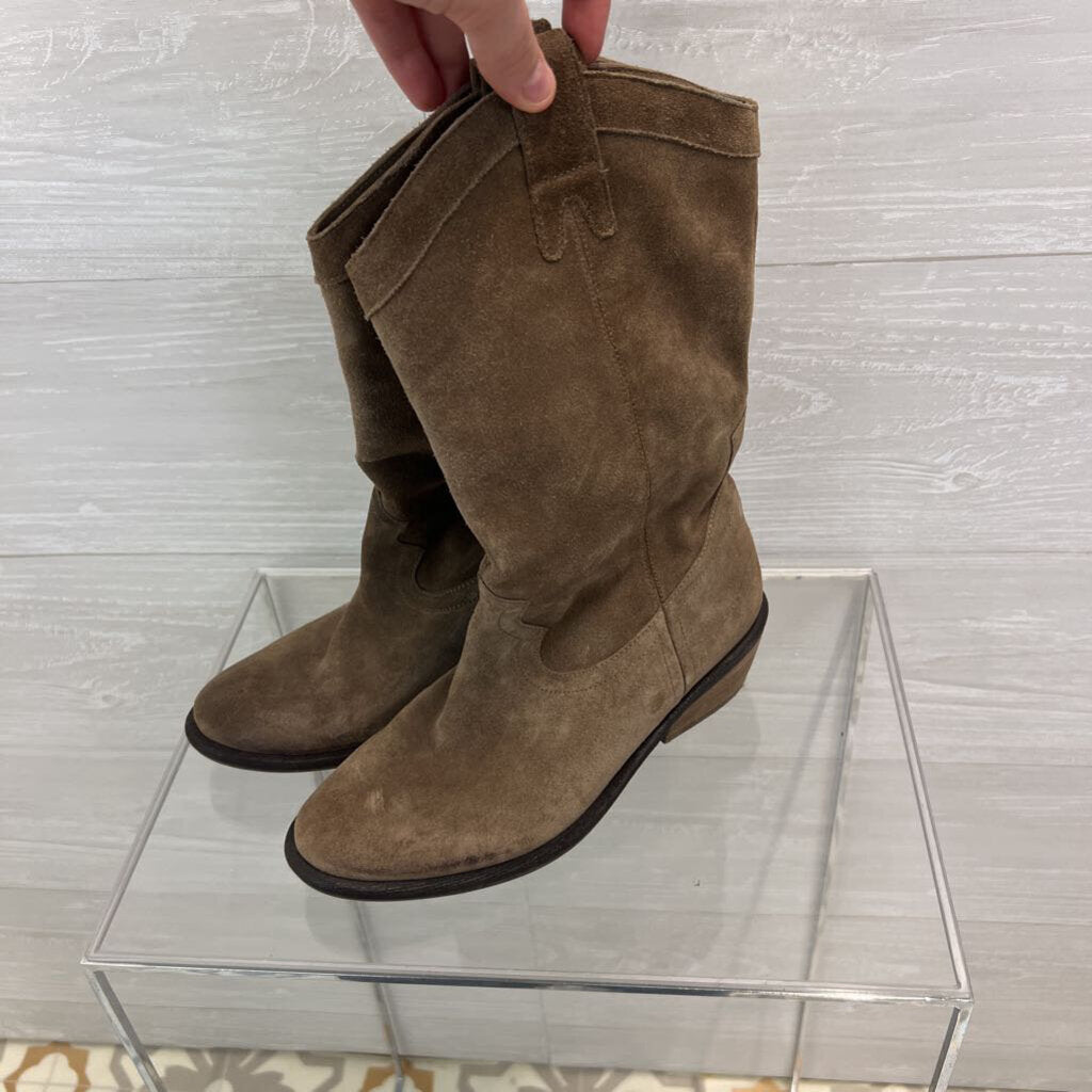 Jessica Simpson Brown Suede Western Mid Calf Boots 6
