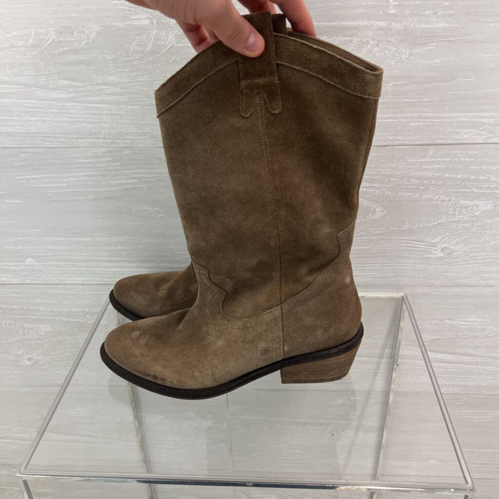 Jessica Simpson Brown Suede Western Mid Calf Boots 6