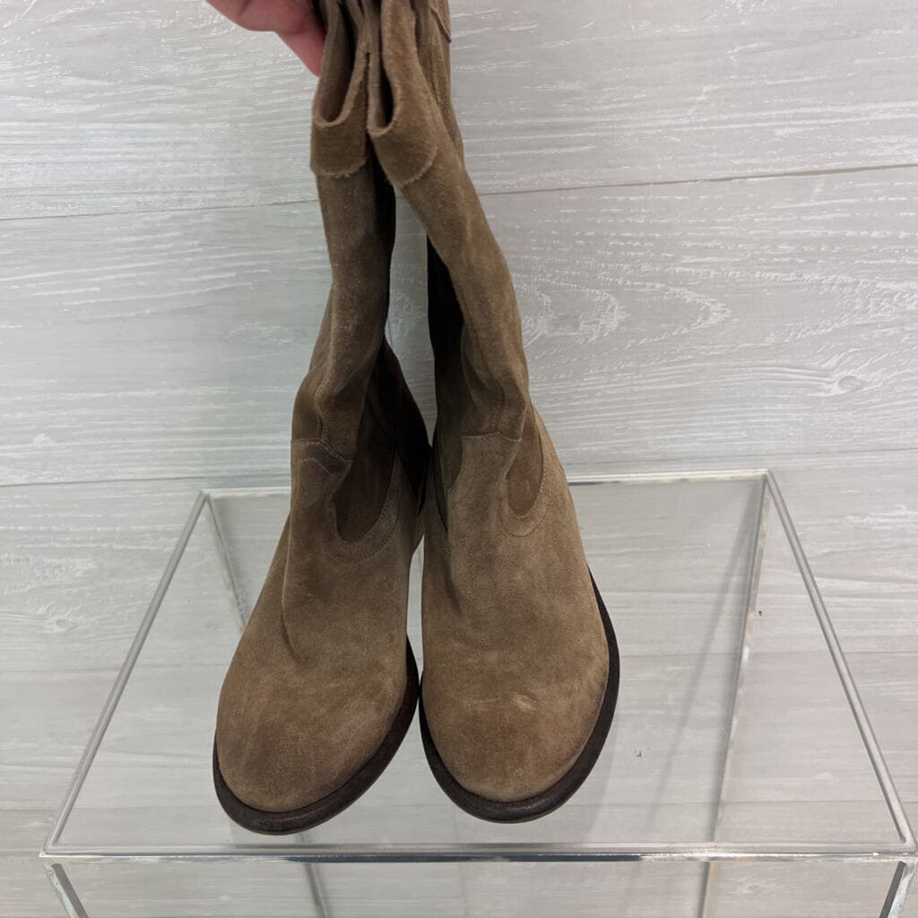 Jessica Simpson Brown Suede Western Mid Calf Boots 6