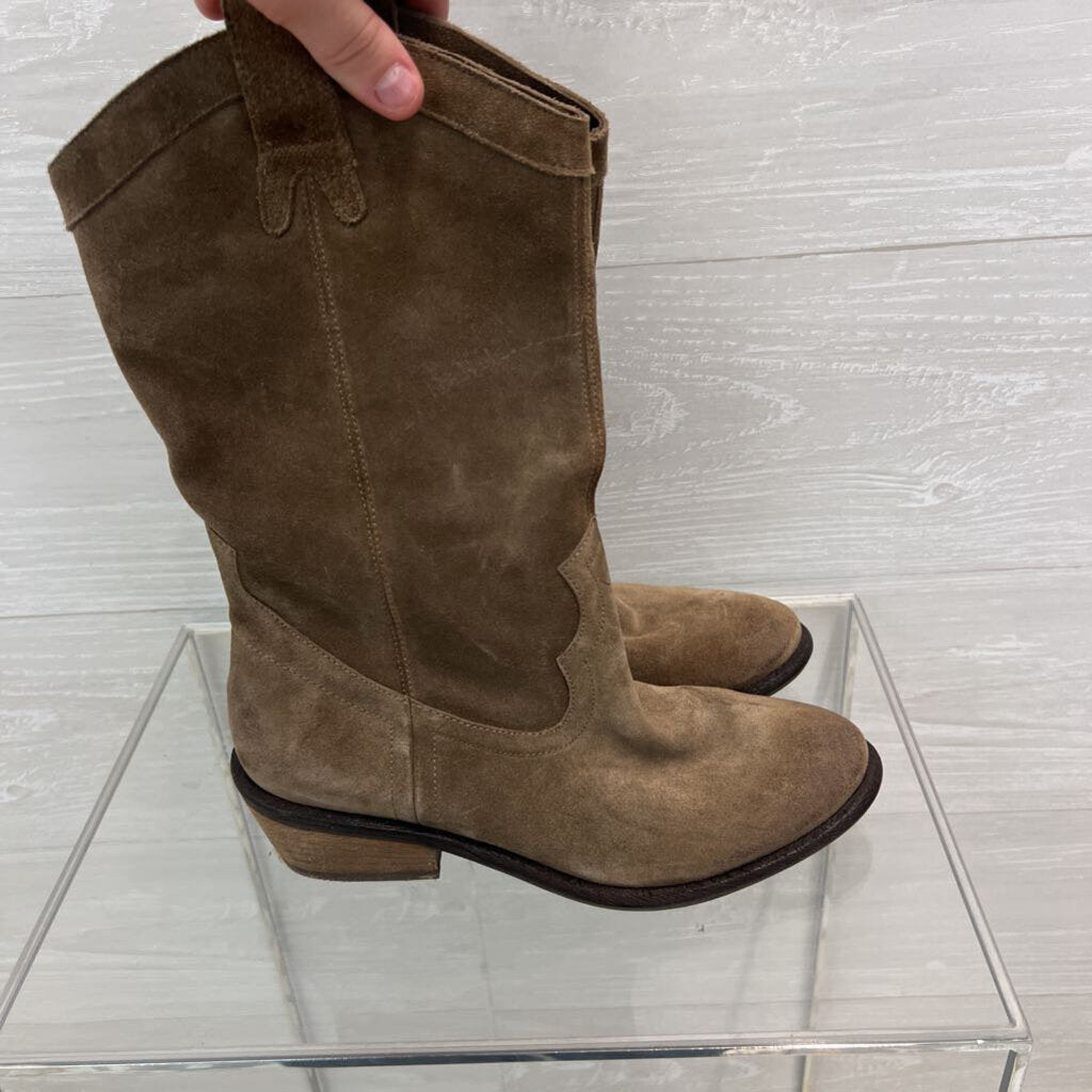 Jessica Simpson Brown Suede Western Mid Calf Boots 6