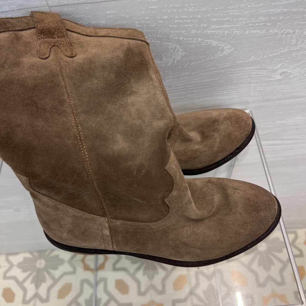 Jessica Simpson Brown Suede Western Mid Calf Boots 6