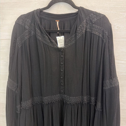 Free People Black Lace Detail Long Sleeve Dress Small