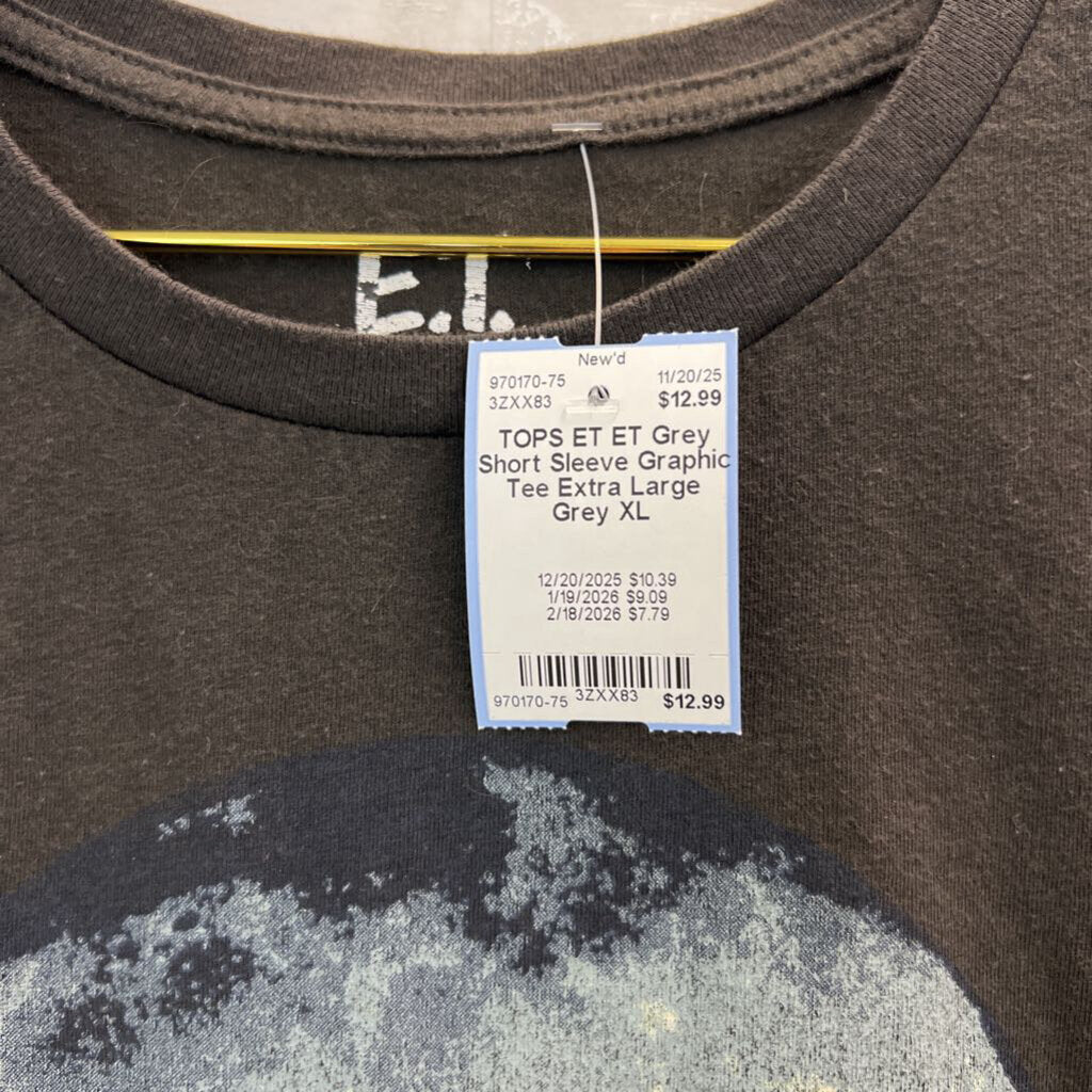 ET Grey Short Sleeve Graphic Tee Extra Large