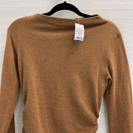 Theory Brown 100% Cashmere Ruched Side Long Sleeve Sweater Top Small