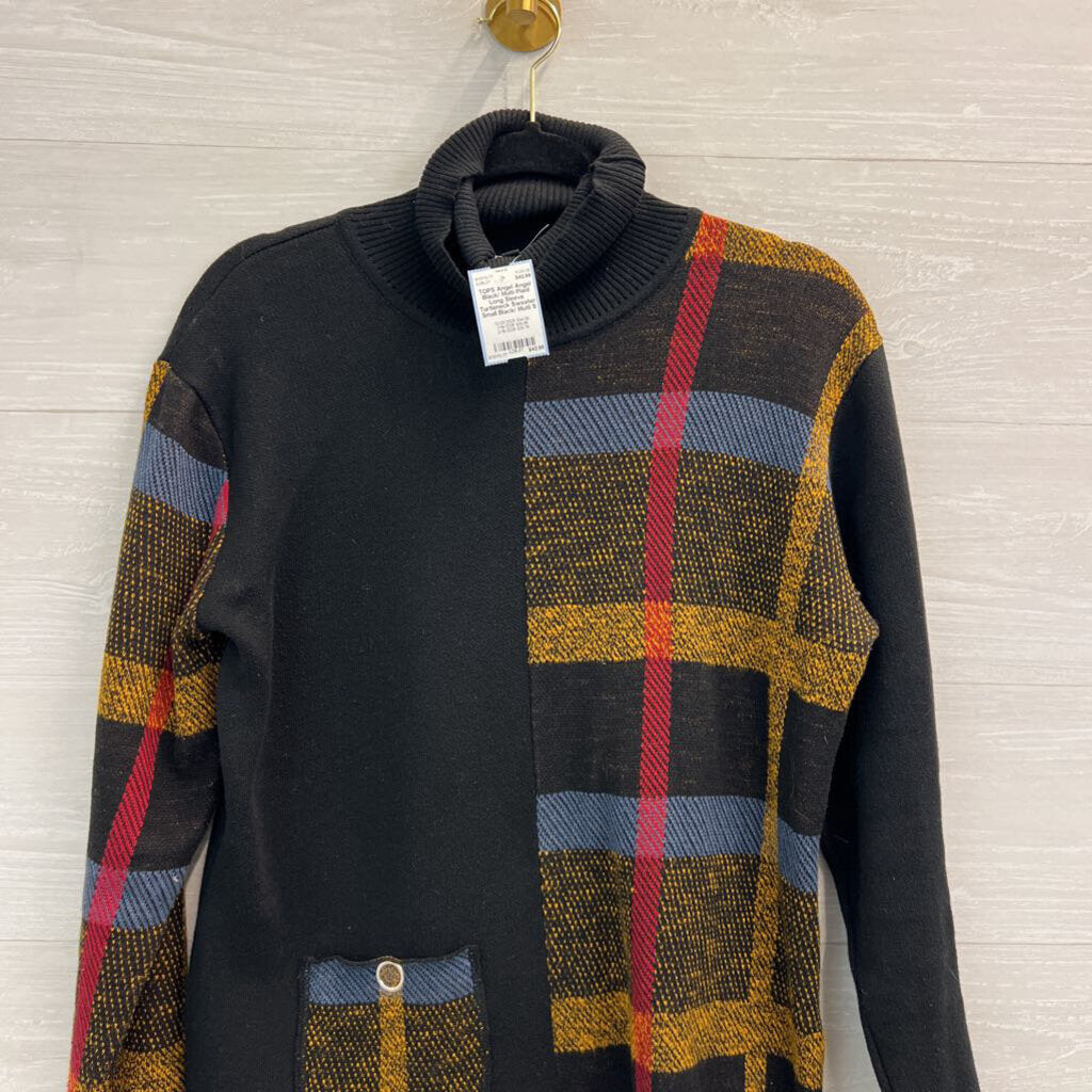 Angel Black/ Multi Plaid Long Sleeve Turtleneck Sweater Small
