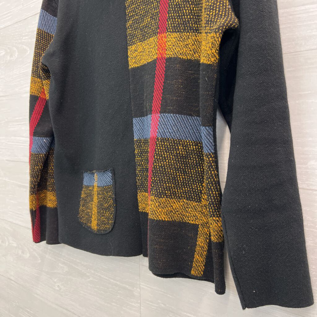 Angel Black/ Multi Plaid Long Sleeve Turtleneck Sweater Small