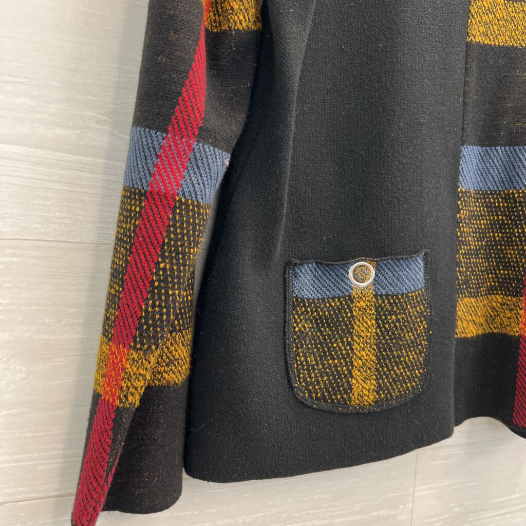 Angel Black/ Multi Plaid Long Sleeve Turtleneck Sweater Small