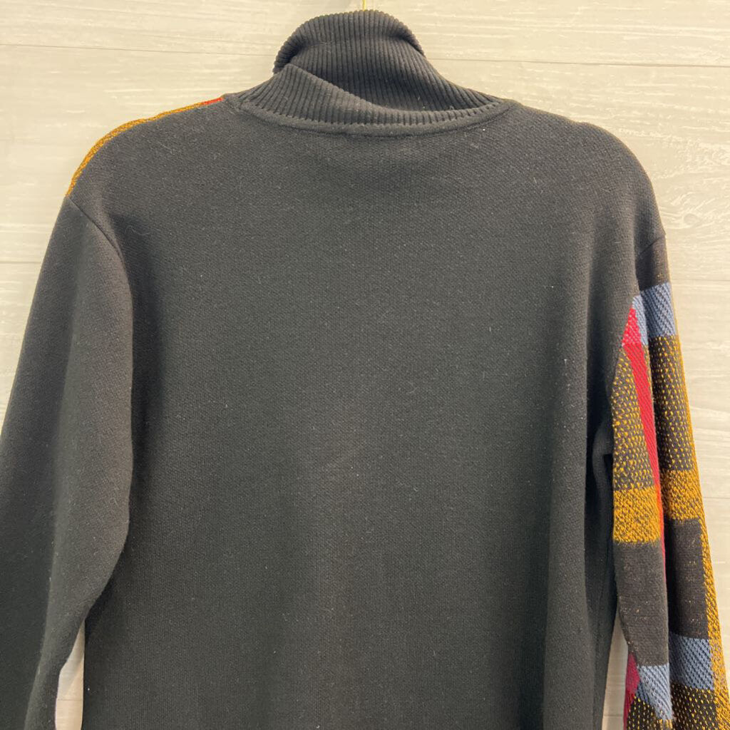 Angel Black/ Multi Plaid Long Sleeve Turtleneck Sweater Small