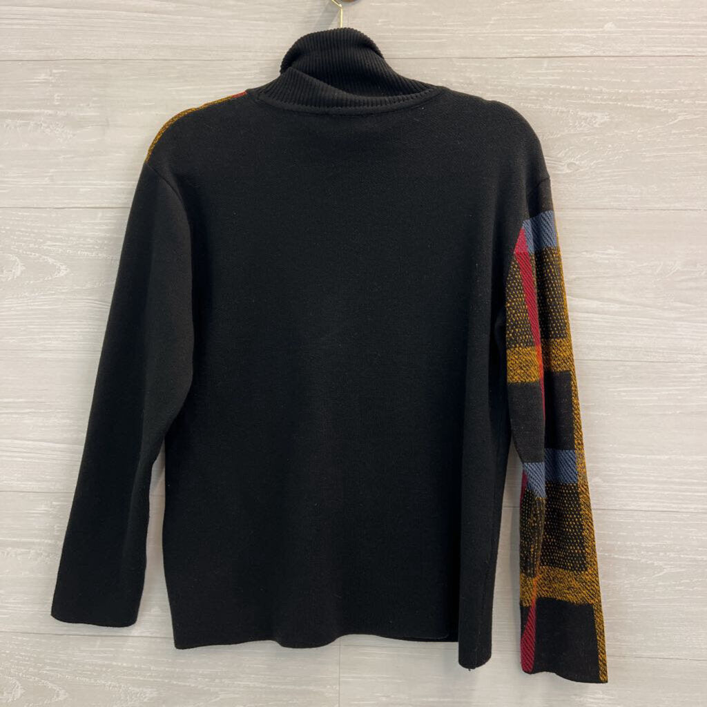 Angel Black/ Multi Plaid Long Sleeve Turtleneck Sweater Small