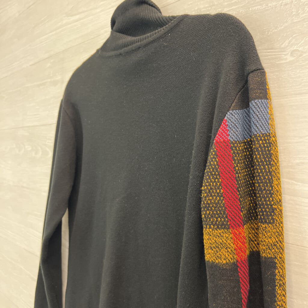 Angel Black/ Multi Plaid Long Sleeve Turtleneck Sweater Small